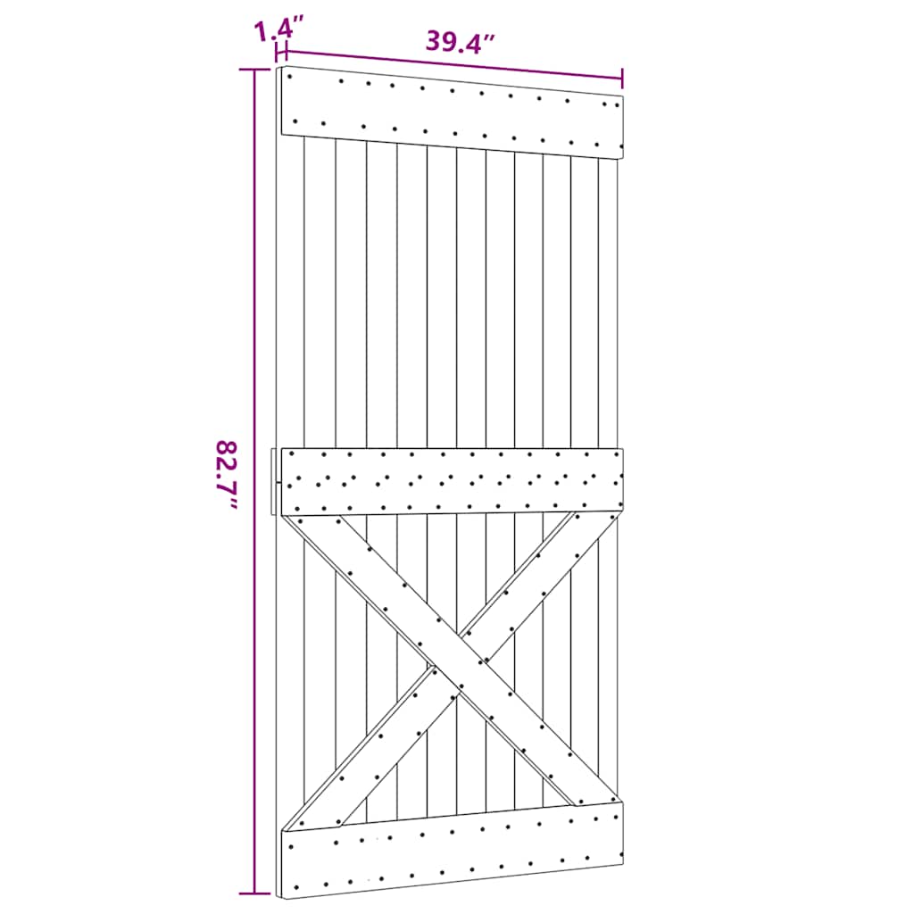 vidaXL Πόρτα NARVIK 100 x 210 εκ. από Μασίφ Ξύλο Πεύκου