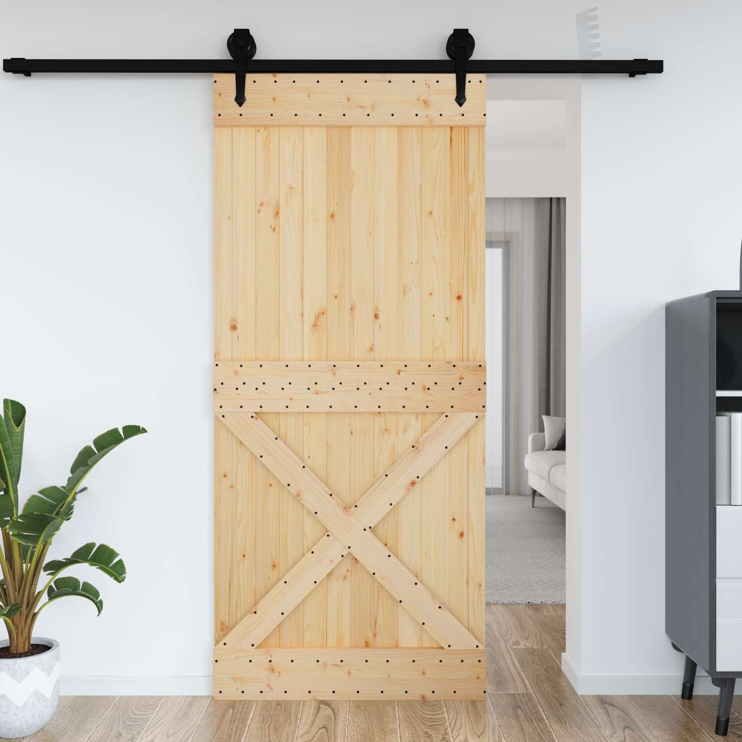 vidaXL Πόρτα NARVIK Φυσικό 100 x 210 cm Συμπαγές Ξύλο Πεύκου