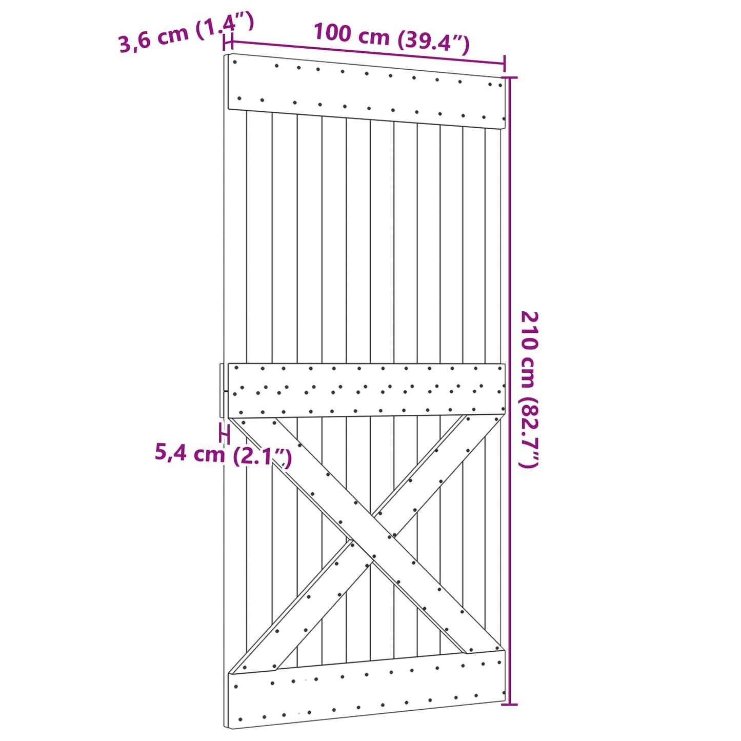 vidaXL Πόρτα NARVIK Φυσικό 100 x 210 cm Συμπαγές Ξύλο Πεύκου