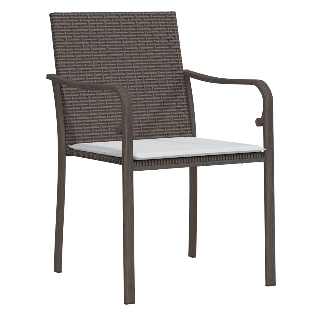 vidaXL Καρέκλες Κήπου με Μαξιλάρια 4 τεμ. Καφέ 56x59x84 εκ Συνθ. Ρατάν