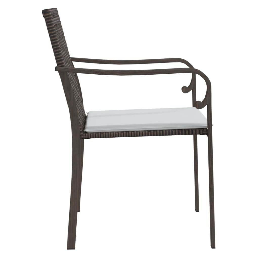vidaXL Καρέκλες Κήπου με Μαξιλάρια 4 τεμ. Καφέ 56x59x84 εκ Συνθ. Ρατάν