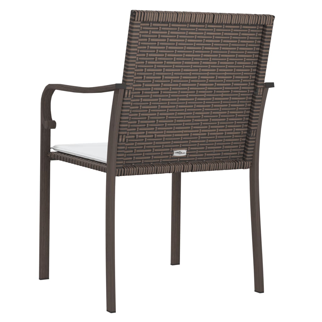 vidaXL Καρέκλες Κήπου με Μαξιλάρια 4 τεμ. Καφέ 56x59x84 εκ Συνθ. Ρατάν