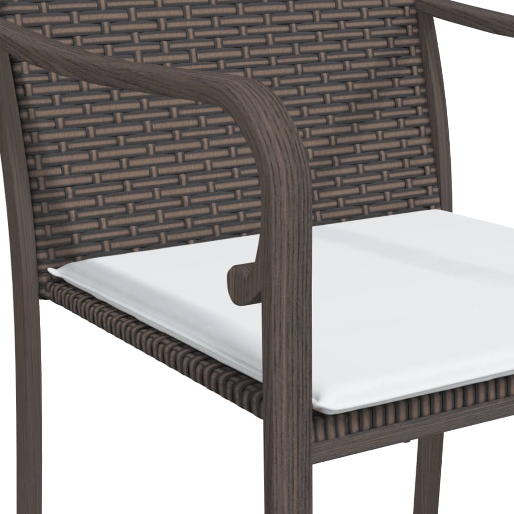 vidaXL Καρέκλες Κήπου με Μαξιλάρια 4 τεμ. Καφέ 56x59x84 εκ Συνθ. Ρατάν
