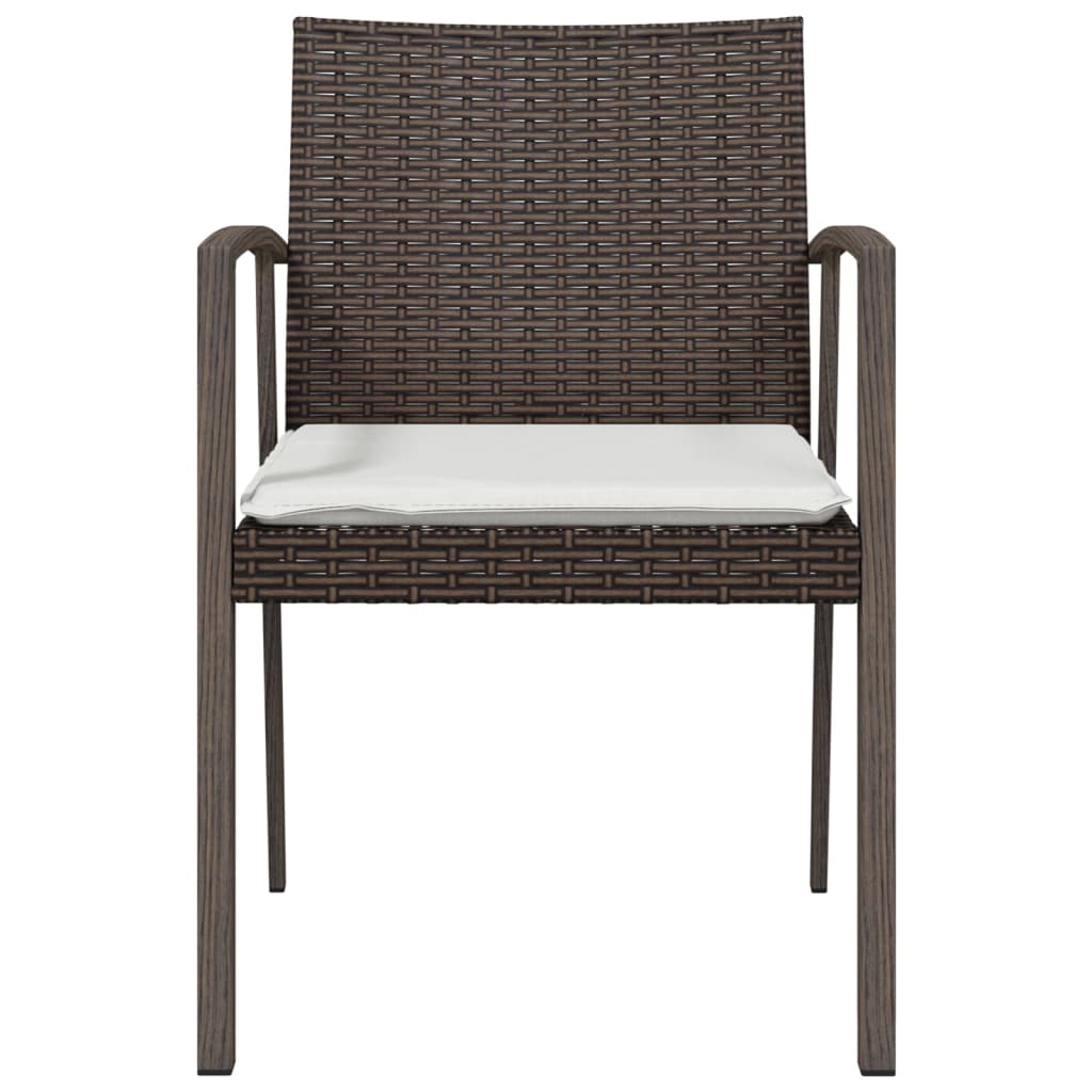 vidaXL Καρέκλες Κήπου με Μαξιλάρια 4τεμ Καφέ 56,5x57x83 εκ Συνθ. Ρατάν