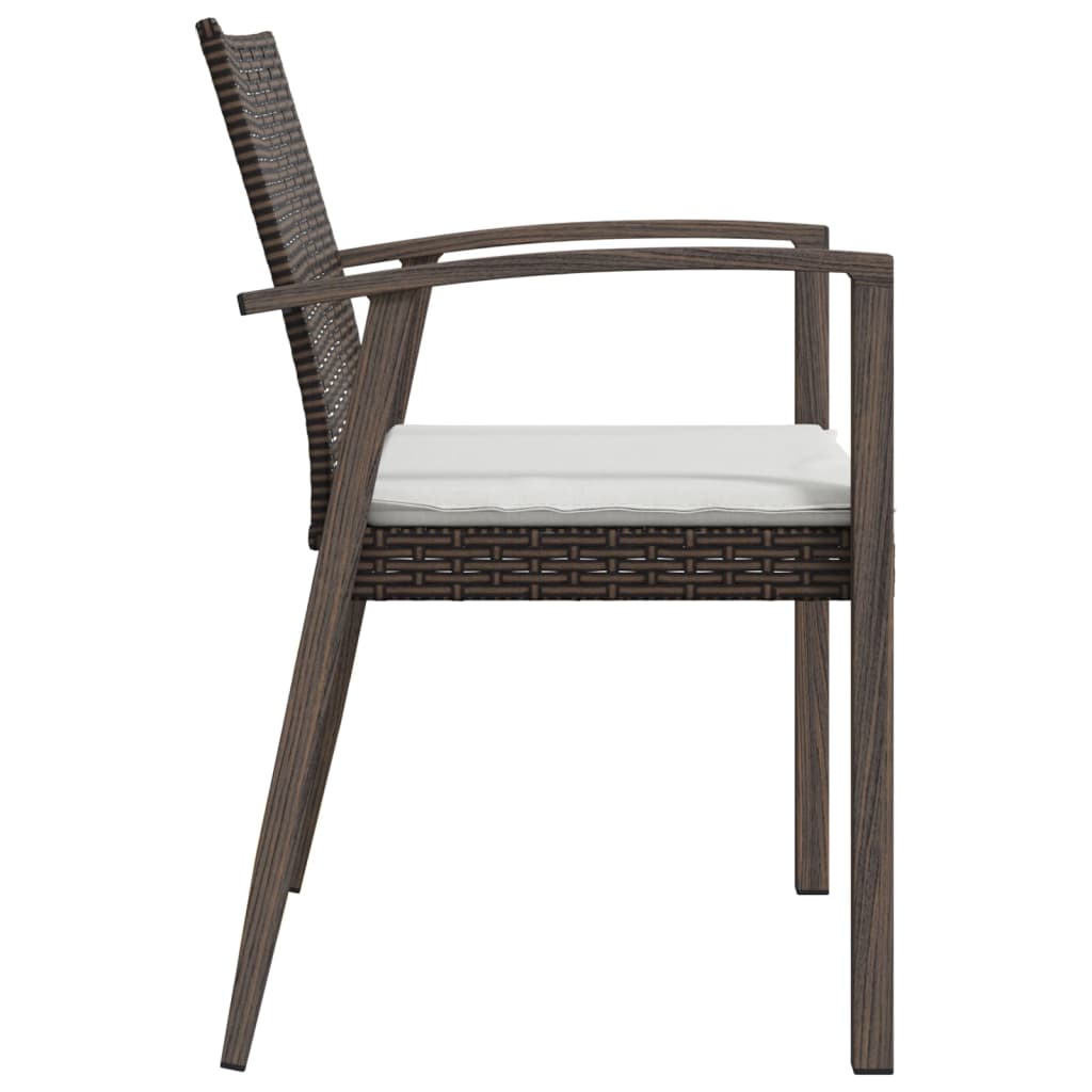 vidaXL Καρέκλες Κήπου με Μαξιλάρια 4τεμ Καφέ 56,5x57x83 εκ Συνθ. Ρατάν