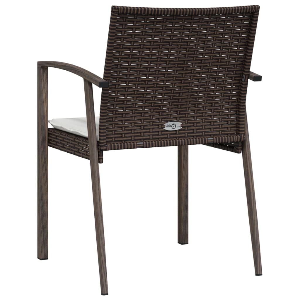 vidaXL Καρέκλες Κήπου με Μαξιλάρια 4τεμ Καφέ 56,5x57x83 εκ Συνθ. Ρατάν