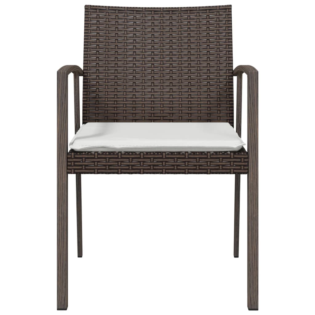 vidaXL Καρέκλες Κήπου 6 τεμ. Καφέ 56,5x57x83 εκ. Συνθ. Ρατάν&Μαξιλάρια