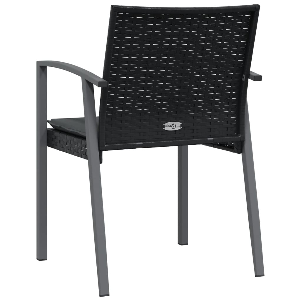 vidaXL Καρέκλες Κήπου 6 τεμ. Μαύρο 56,5x57x83 εκ Συνθ. Ρατάν&Μαξιλάρια
