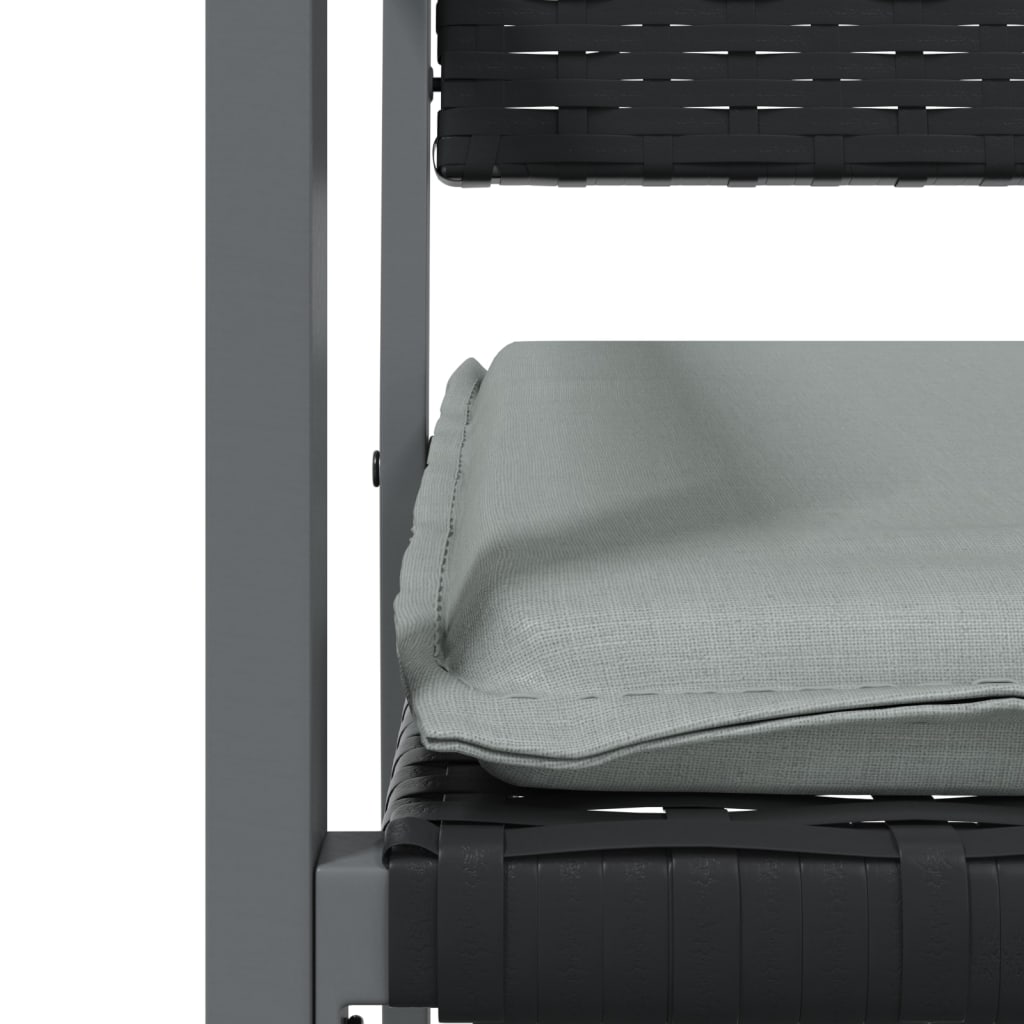 vidaXL Καρέκλες Κήπου 4 τεμ. Μαύρο 54x62,5x89 εκ Συνθ. Ρατάν&Μαξιλάρια