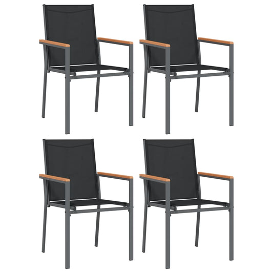 vidaXL Καρέκλες Κήπου 4 τεμ. Μαύρες 55x61,5x90 εκ από Textilene/Ατσάλι