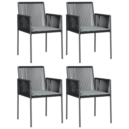 vidaXL Καρέκλες Κήπου 4 τεμ. Μαύρο 54x60,5x83,5 εκ Συνθ. Ρατάν&Μαξιλ.
