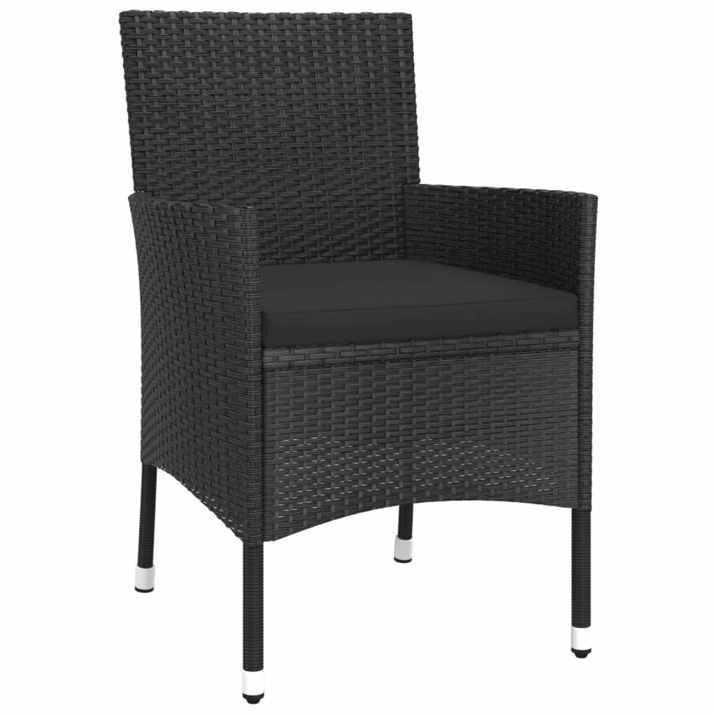 vidaXL Σετ Επίπλων Bistro Κήπου 5 τεμ Μαύρο Συνθετ. Ρατάν με Μαξιλάρια