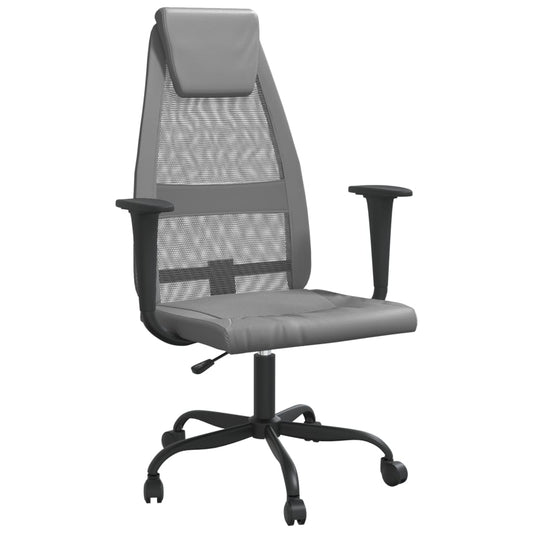 vidaXL Καρέκλα Γραφείου Ρυθμ. Ύψος Μαύρη Διχτυωτό Ύφασμα/Συνθ. Δέρμα