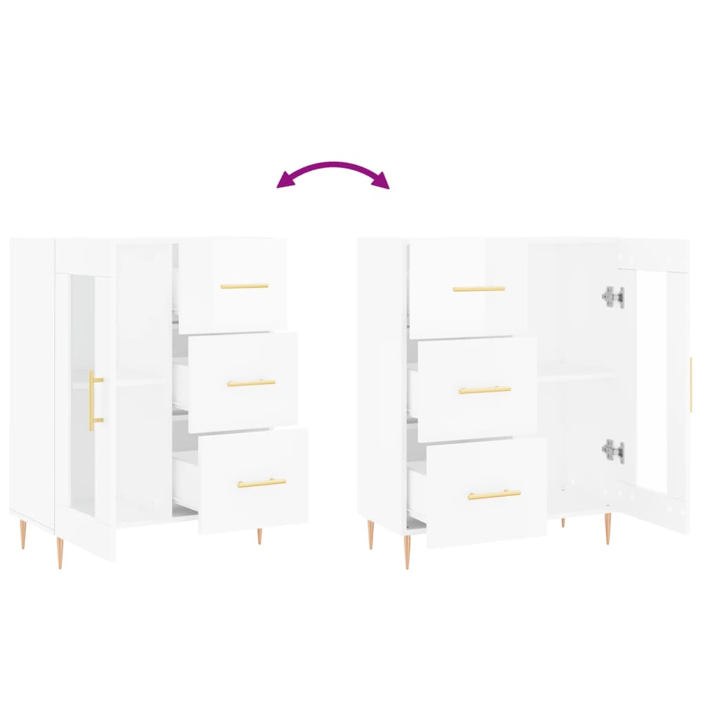 vidaXL Ντουλάπι Γυαλιστερό Λευκό 69,5x34x90 εκ. Επεξεργασμένο Ξύλο
