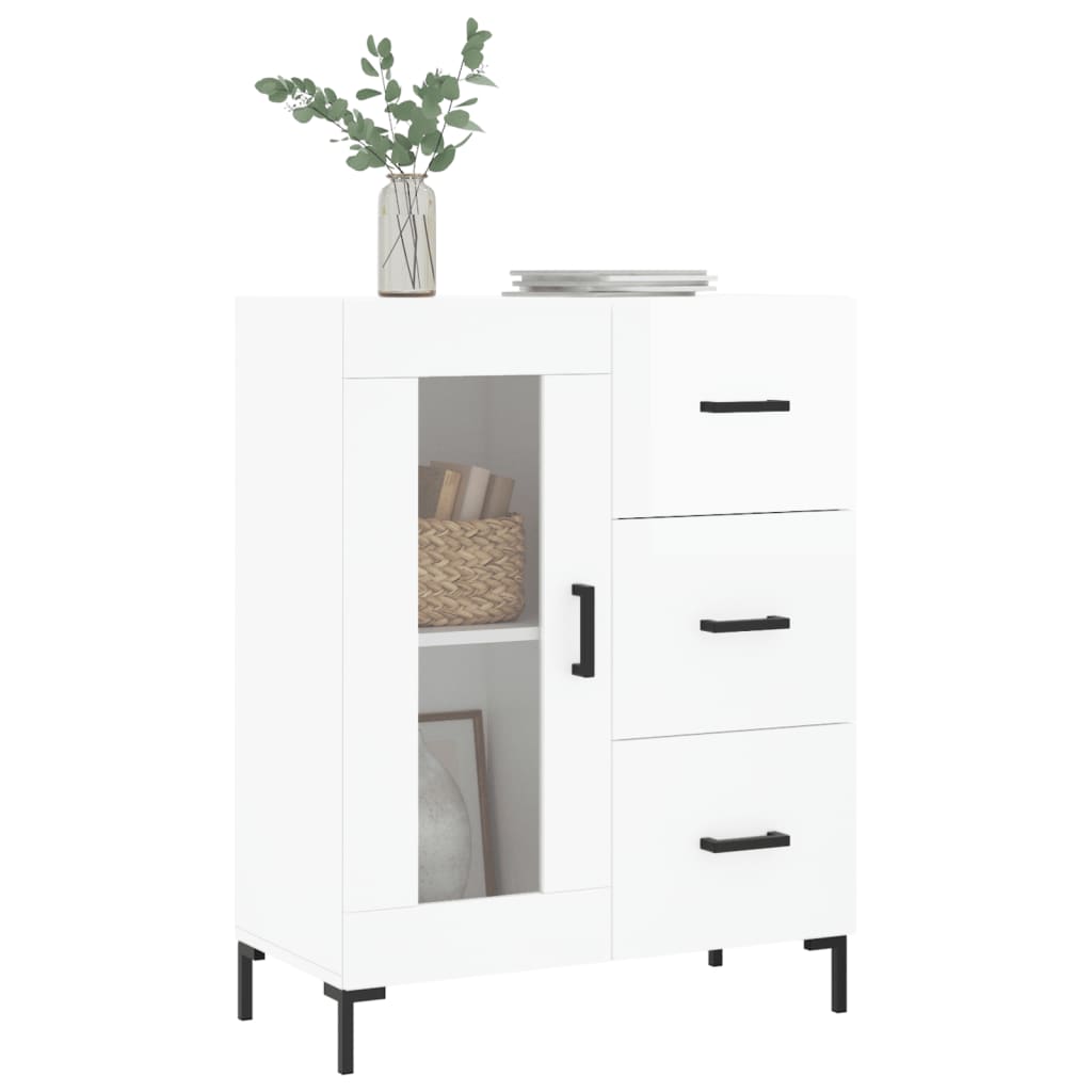 vidaXL Ντουλάπι Γυαλιστερό Λευκό 69,5x34x90 εκ. Επεξεργασμένο Ξύλο