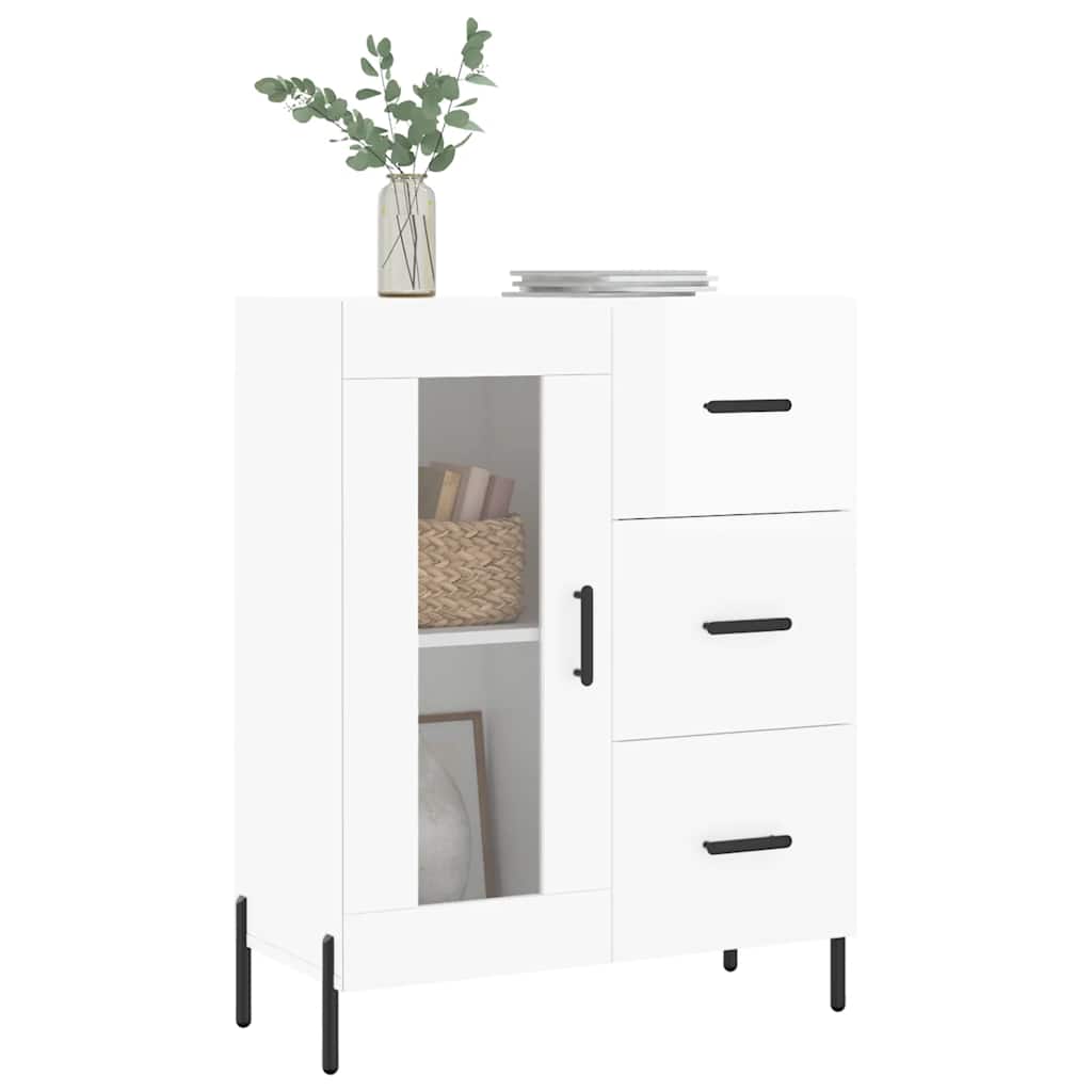 vidaXL Ντουλάπι Γυαλιστερό Λευκό 69,5x34x90 εκ. Επεξεργασμένο Ξύλο
