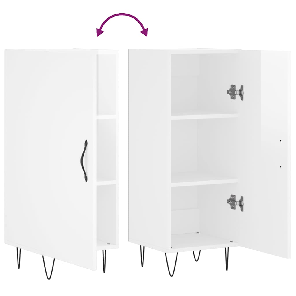 vidaXL Ντουλάπι Γυαλιστερό Λευκό 34,5x34x90 εκ. Επεξεργασμένο Ξύλο