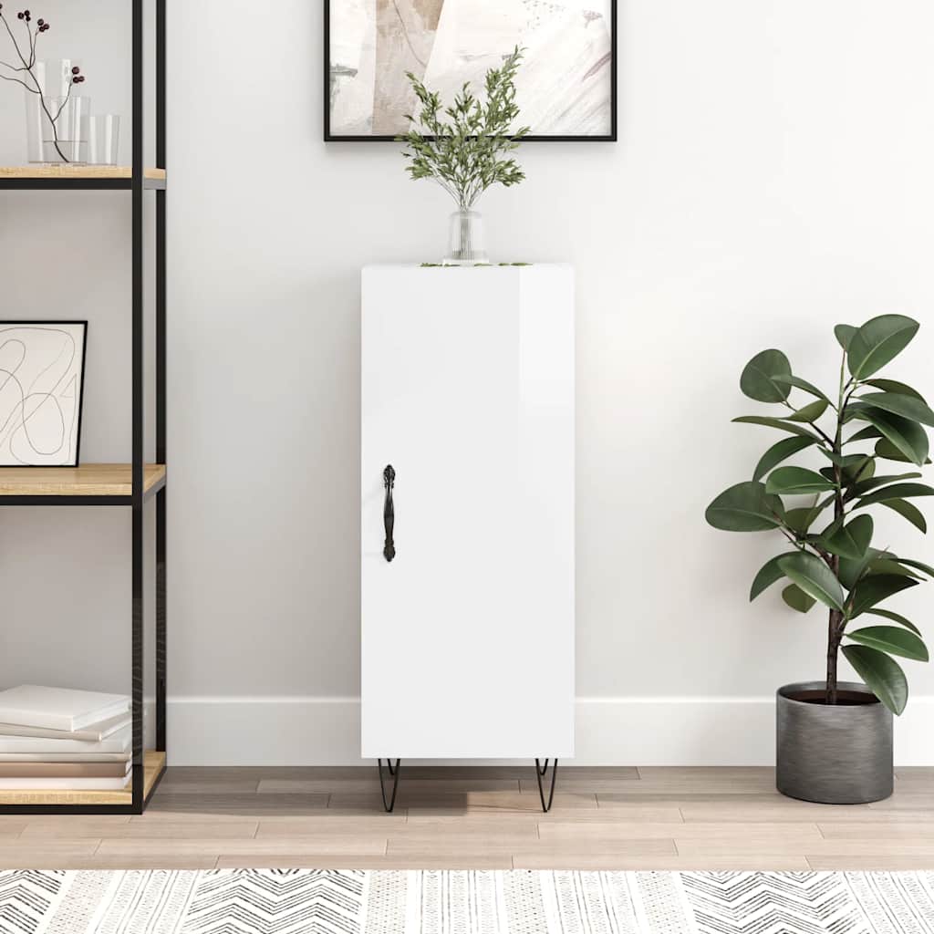 vidaXL Ντουλάπι Γυαλιστερό Λευκό 34,5x34x90 εκ. Επεξεργασμένο Ξύλο
