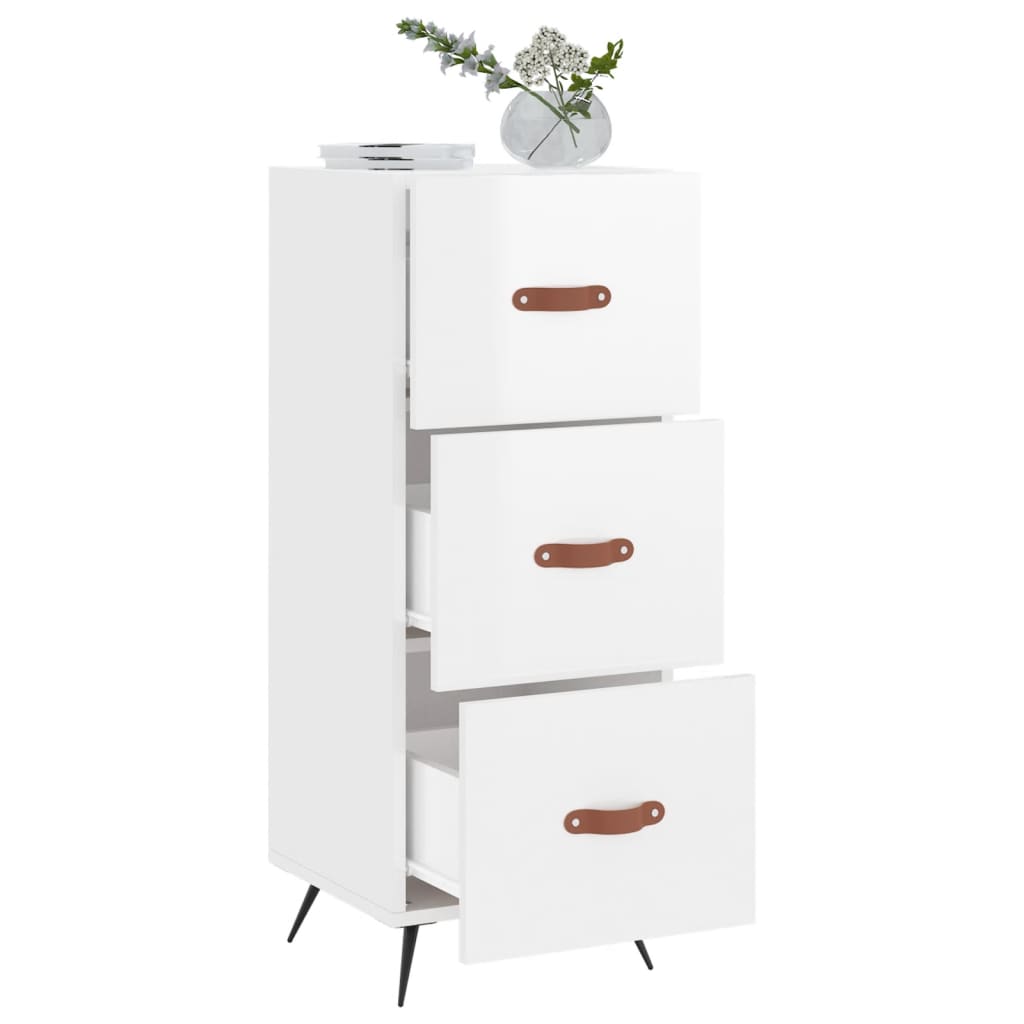 vidaXL Ντουλάπι Γυαλιστερό Λευκό 34,5x34x90 εκ. Επεξεργασμένο Ξύλο