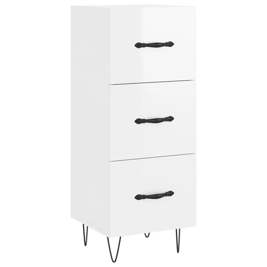 vidaXL Ντουλάπι Γυαλιστερό Λευκό 34,5x34x90 εκ. Επεξεργασμένο Ξύλο
