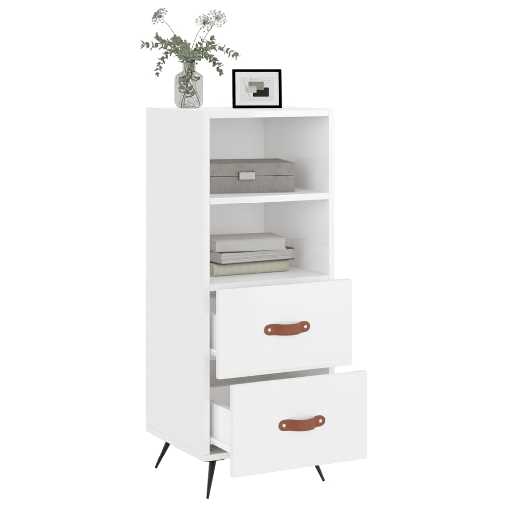 vidaXL Ντουλάπι Γυαλιστερό Λευκό 34,5x34x90 εκ. Επεξεργασμένο Ξύλο