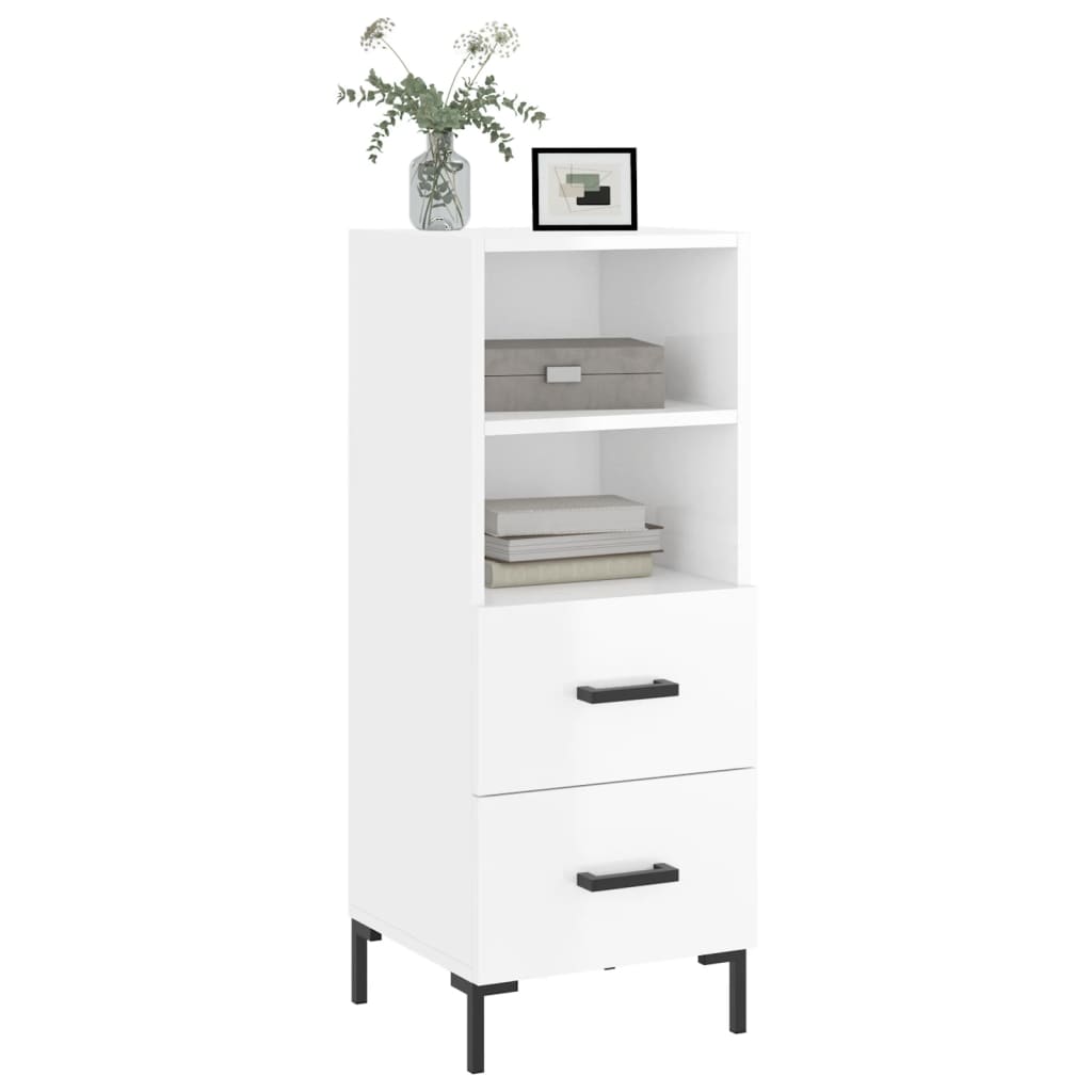 vidaXL Ντουλάπι Γυαλιστερό Λευκό 34,5x34x90 εκ. Επεξεργασμένο Ξύλο