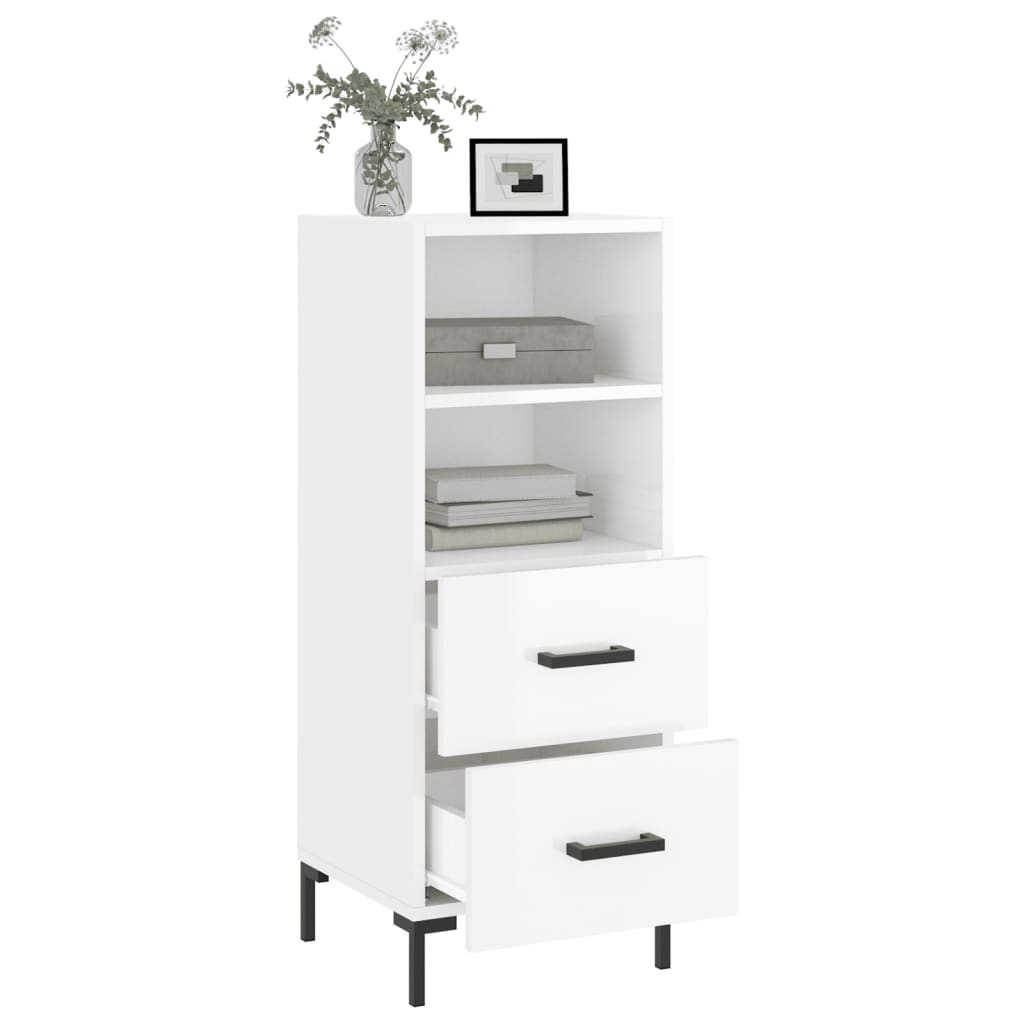 vidaXL Ντουλάπι Γυαλιστερό Λευκό 34,5x34x90 εκ. Επεξεργασμένο Ξύλο