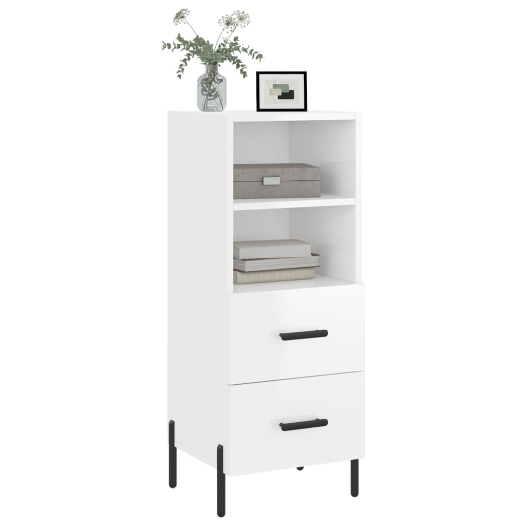 vidaXL Ντουλάπι Γυαλιστερό Λευκό 34,5x34x90 εκ. Επεξεργασμένο Ξύλο