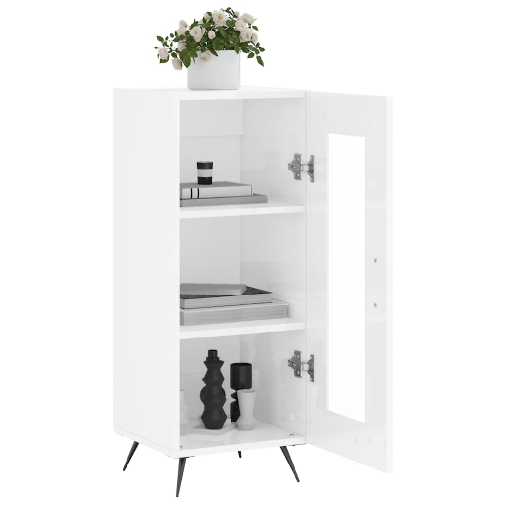 vidaXL Ντουλάπι Γυαλιστερό Λευκό 34,5x34x90 εκ. Επεξεργασμένο Ξύλο