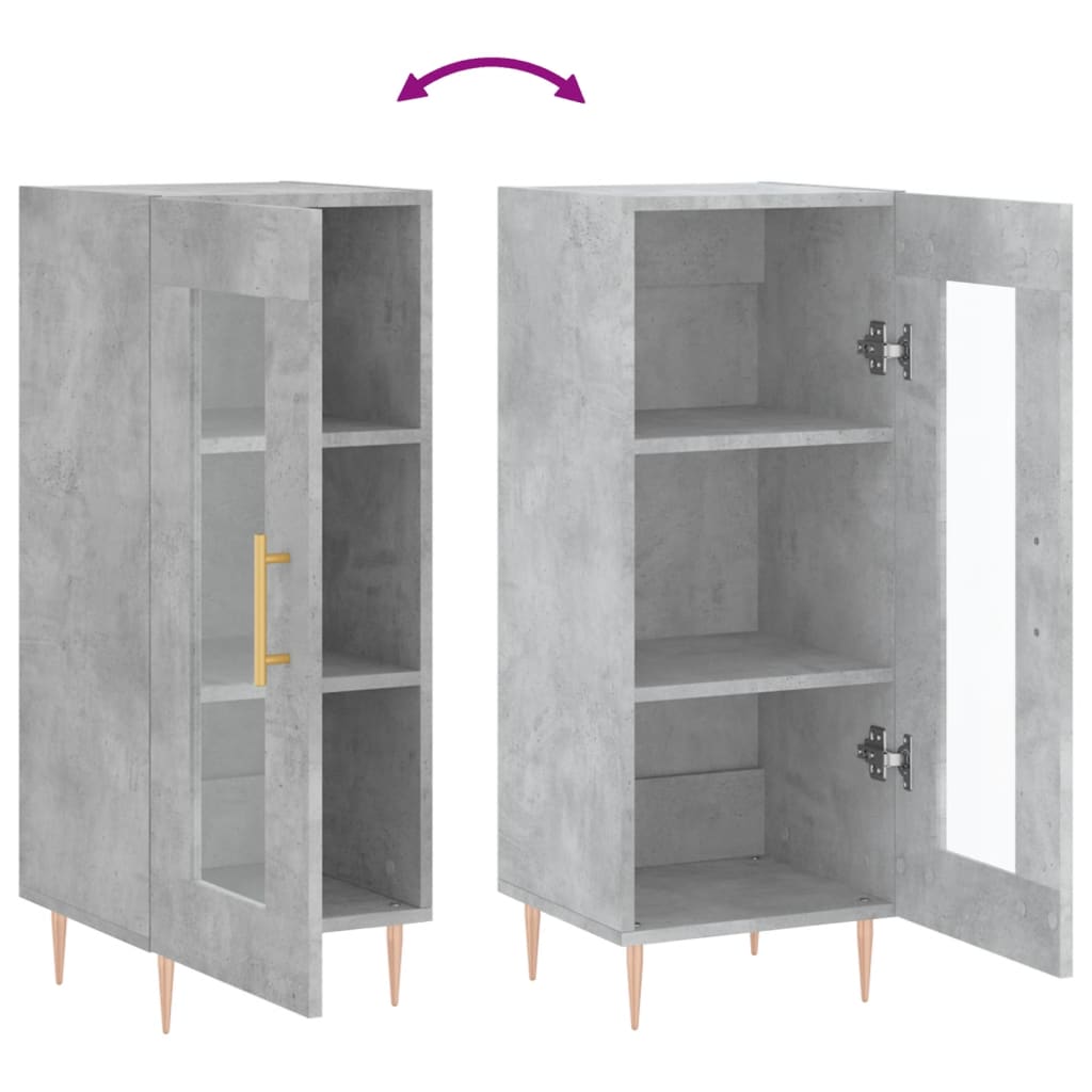 vidaXL Ντουλάπι Γκρι Σκυροδέματος 34,5x34x90 εκ. Επεξεργασμένο Ξύλο