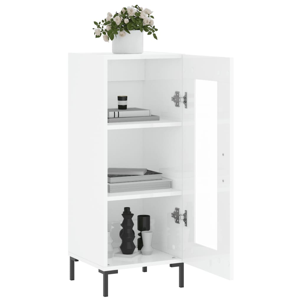 vidaXL Ντουλάπι Γυαλιστερό Λευκό 34,5x34x90 εκ. Επεξεργασμένο Ξύλο