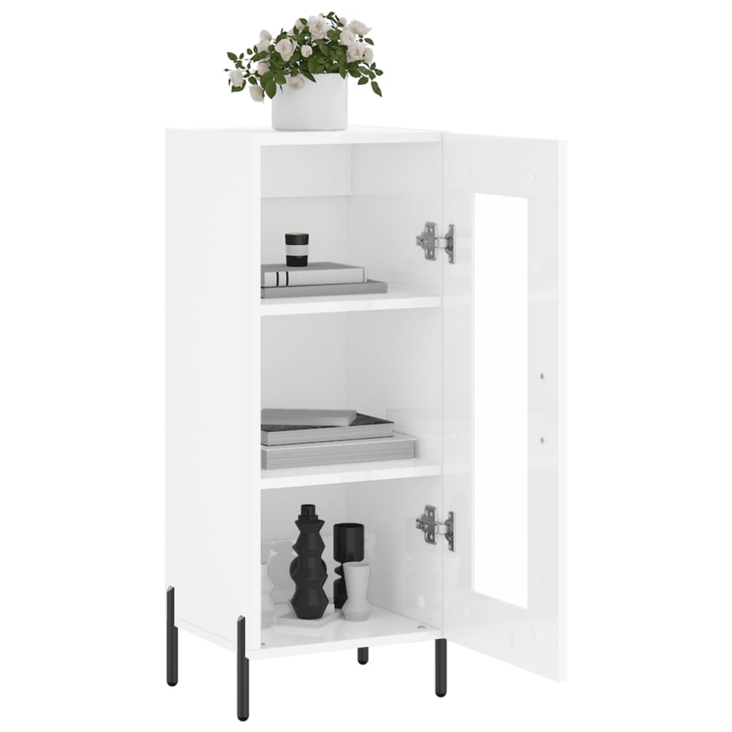 vidaXL Ντουλάπι Γυαλιστερό Λευκό 34,5x34x90 εκ. Επεξεργασμένο Ξύλο