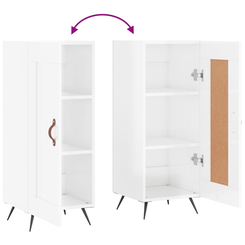 vidaXL Ντουλάπι Γυαλιστερό Λευκό 34,5x34x90 εκ. Επεξεργασμένο Ξύλο