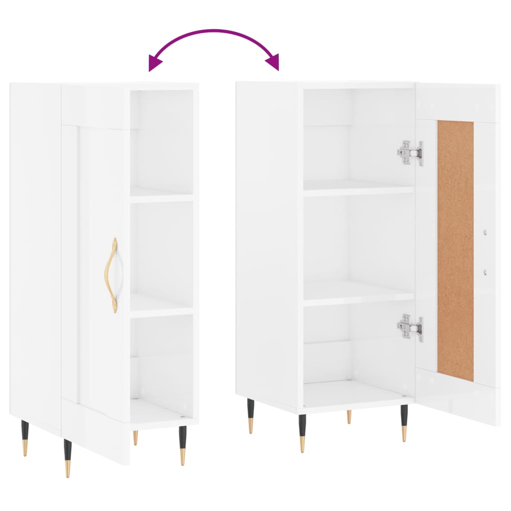 vidaXL Ντουλάπι Γυαλιστερό Λευκό 34,5x34x90 εκ. Επεξεργασμένο Ξύλο