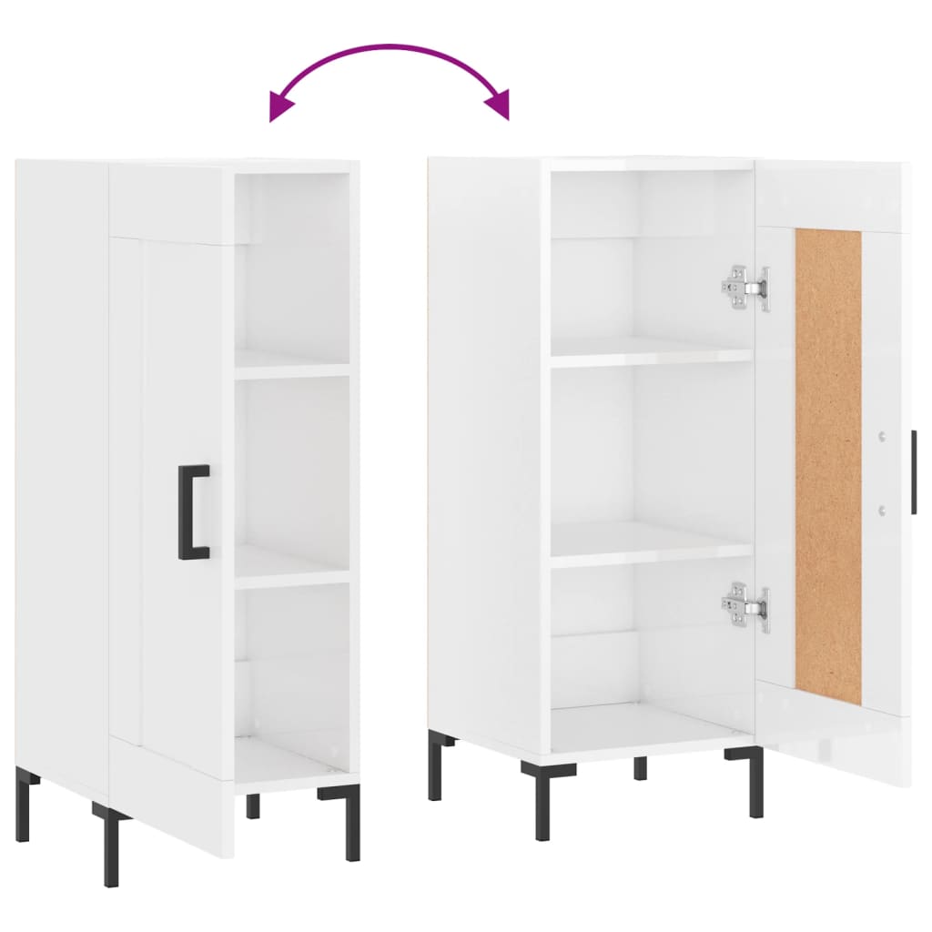 vidaXL Ντουλάπι Γυαλιστερό Λευκό 34,5x34x90 εκ. Επεξεργασμένο Ξύλο