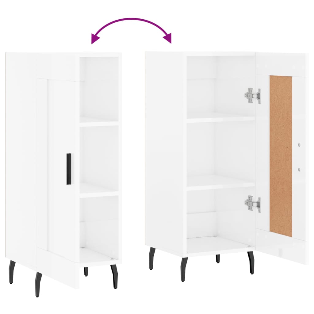 vidaXL Ντουλάπι Γυαλιστερό Λευκό 34,5x34x90 εκ. Επεξεργασμένο Ξύλο