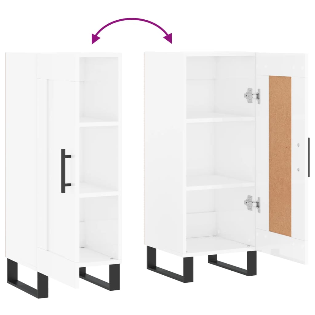 vidaXL Ντουλάπι Γυαλιστερό Λευκό 34,5x34x90 εκ. Επεξεργασμένο Ξύλο