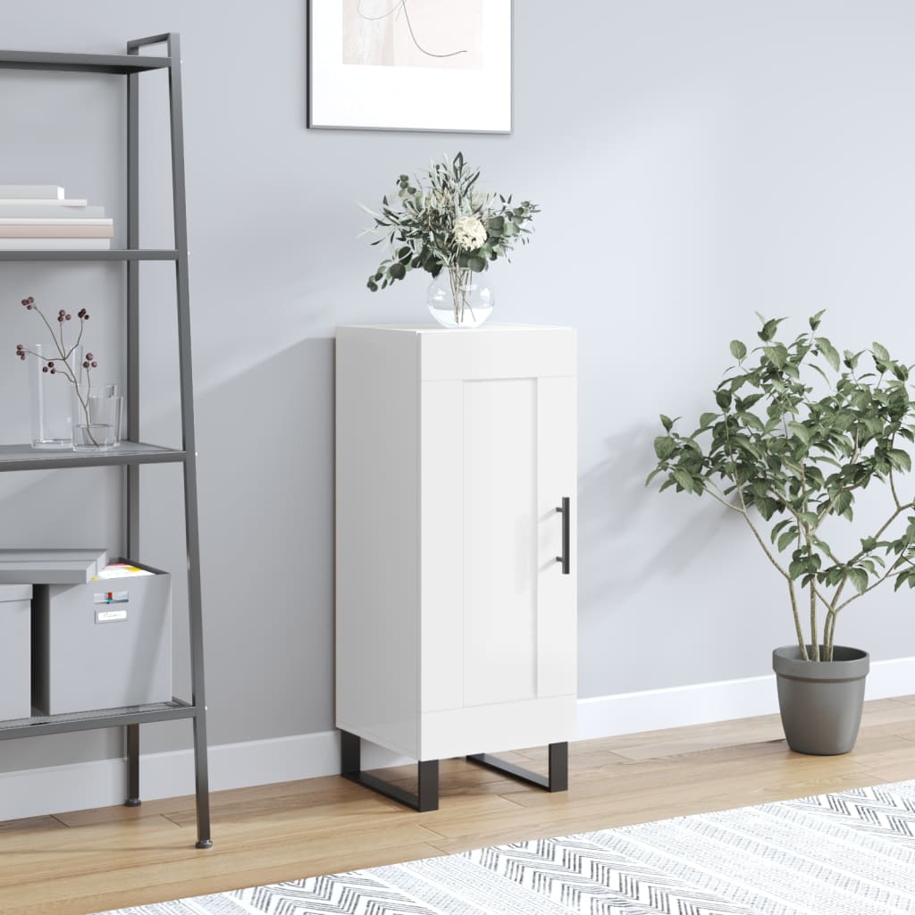 vidaXL Ντουλάπι Γυαλιστερό Λευκό 34,5x34x90 εκ. Επεξεργασμένο Ξύλο