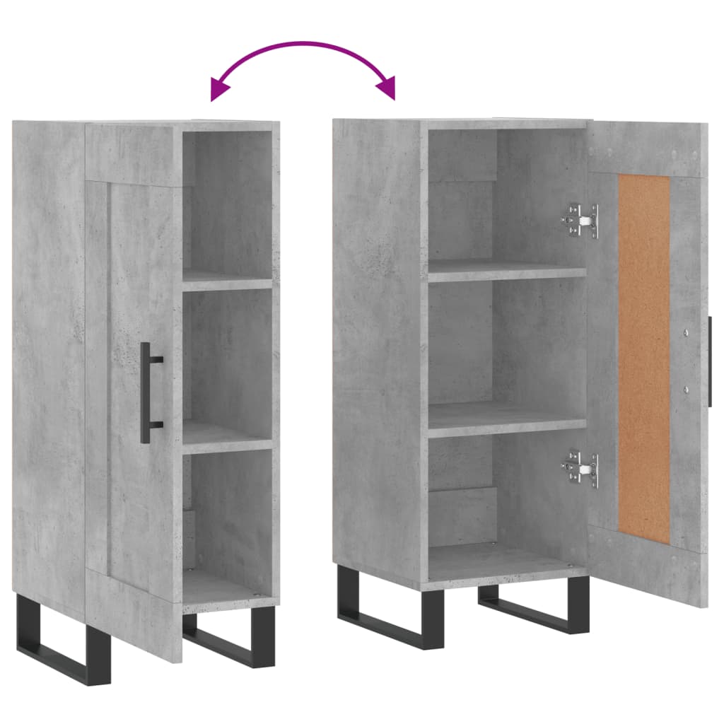 vidaXL Ντουλάπι Γκρι Σκυροδέματος 34,5x34x90 εκ. Επεξεργασμένο Ξύλο