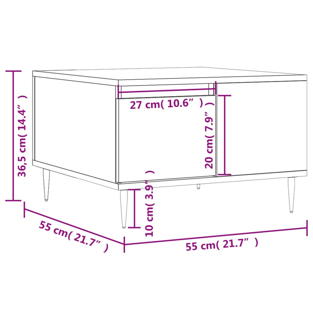 vidaXL Τραπεζάκι Σαλονιού Sonoma Δρυς 55x55x36,5εκ. Επεξεργασμένο Ξύλο