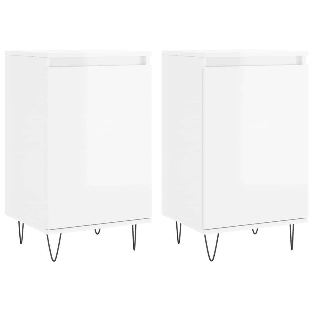 vidaXL Ντουλάπια 2 τεμ. Γυαλιστ. Λευκό 40x35x70 εκ. από Επεξεργ. Ξύλο