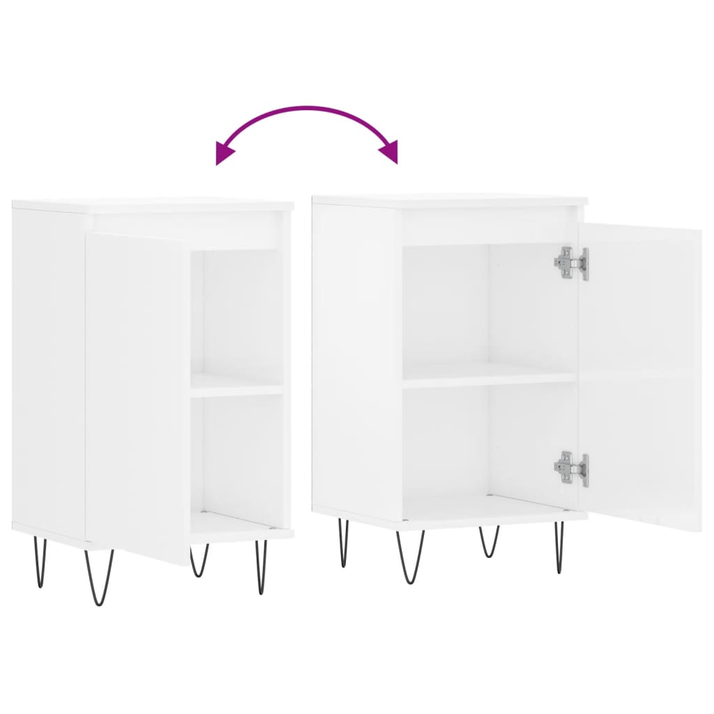 vidaXL Ντουλάπια 2 τεμ. Γυαλιστ. Λευκό 40x35x70 εκ. από Επεξεργ. Ξύλο
