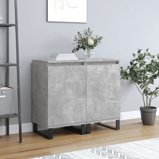 vidaXL Ντουλάπια 2 τεμ. Γκρι Σκυροδ. 40x35x70 εκ. Επεξεργασμένο Ξύλο