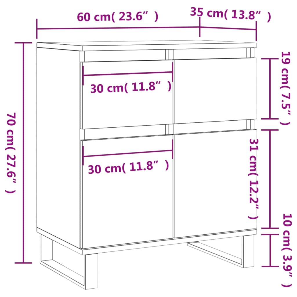 vidaXL Ντουλάπι Καπνιστή Δρυς 60x35x70 εκ. από Επεξεργασμένο Ξύλο