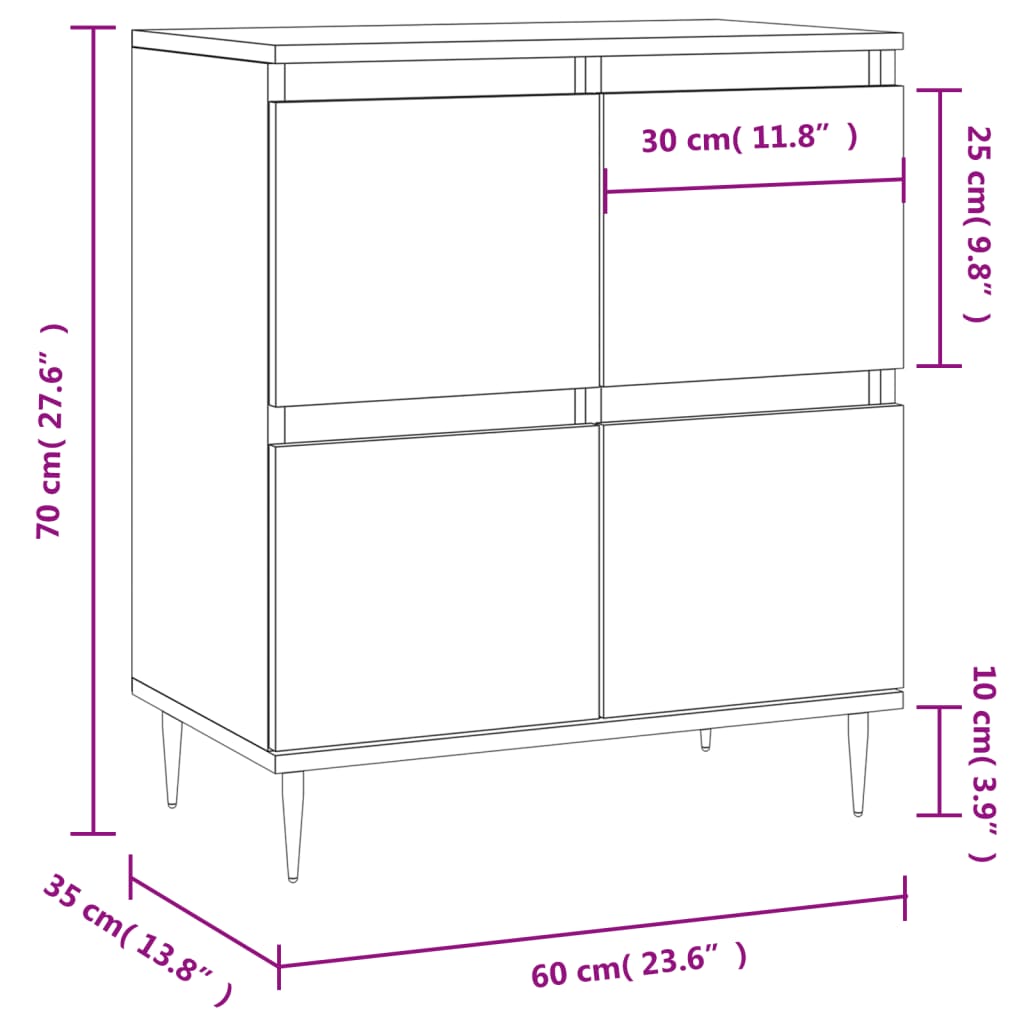 vidaXL Ντουλάπι Γκρι Sonoma 60x35x70 εκ. από Επεξεργασμένο Ξύλο