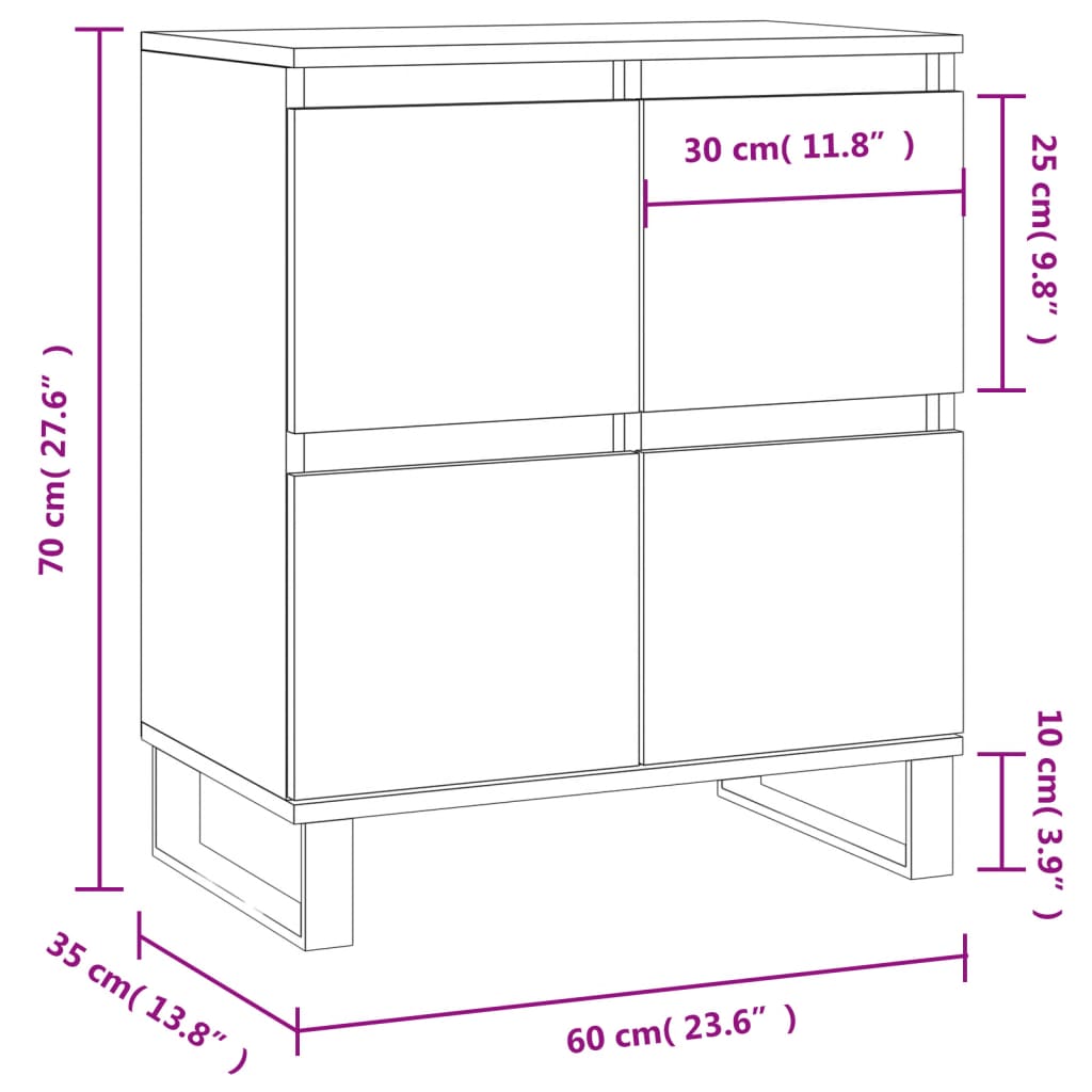 vidaXL Ντουλάπι Γκρι Sonoma 60x35x70 εκ. από Επεξεργασμένο Ξύλο