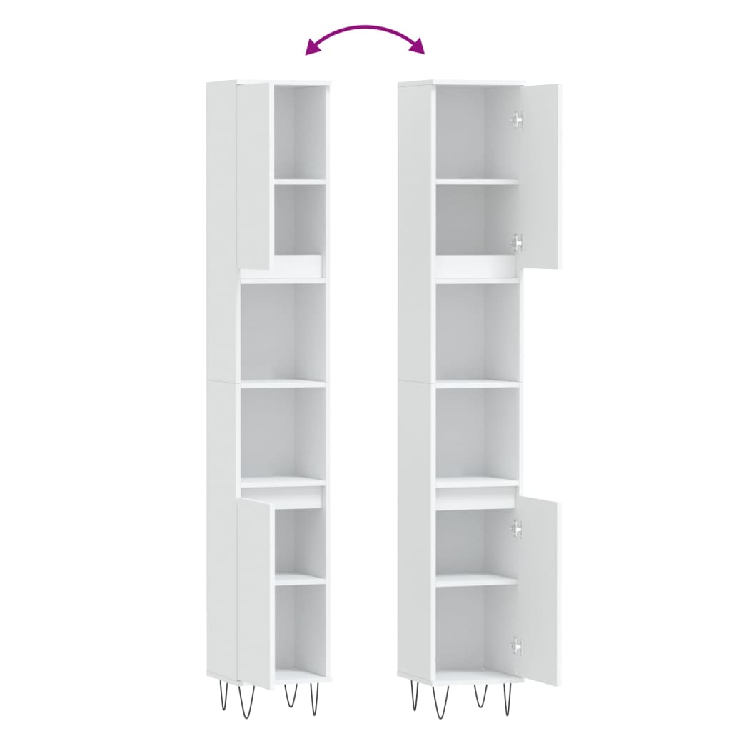 vidaXL Ντουλάπι Μπάνιου Λευκό 30 x 30 x 190 εκ. από Επεξεργασμένο Ξύλο