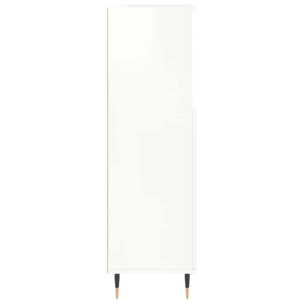 vidaXL Ντουλάπι Μπάνιου Γυαλιστερό Λευκό 30x30x100 εκ. Επεξεργ. Ξύλο