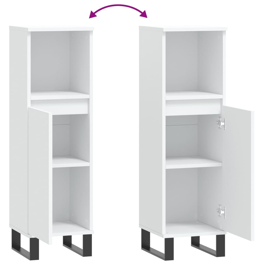 vidaXL Ντουλάπι Μπάνιου Λευκό 30 x 30 x 100 εκ. από Επεξεργασμένο Ξύλο