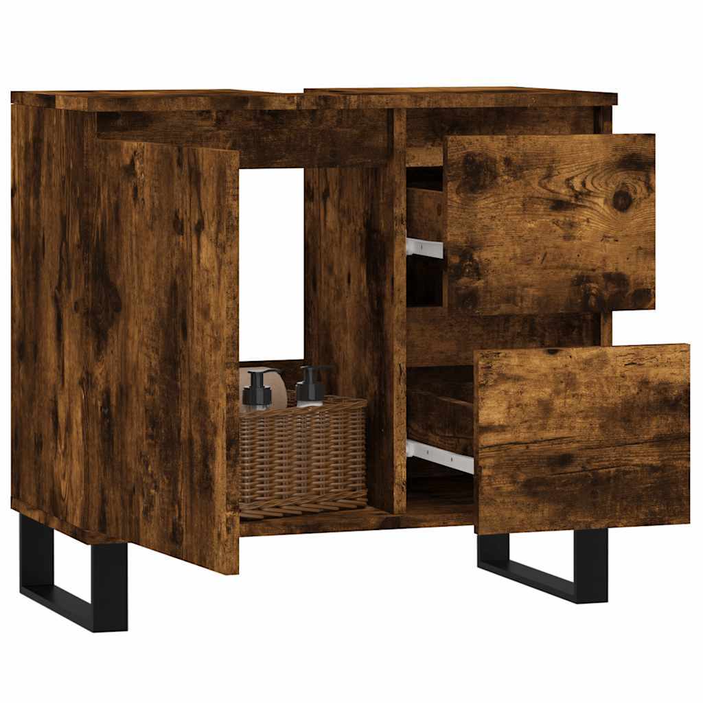 vidaXL Ντουλάπι Μπάνιου Καπνιστή Δρυς 65x33x60 εκ. Επεξεργασμένο Ξύλο
